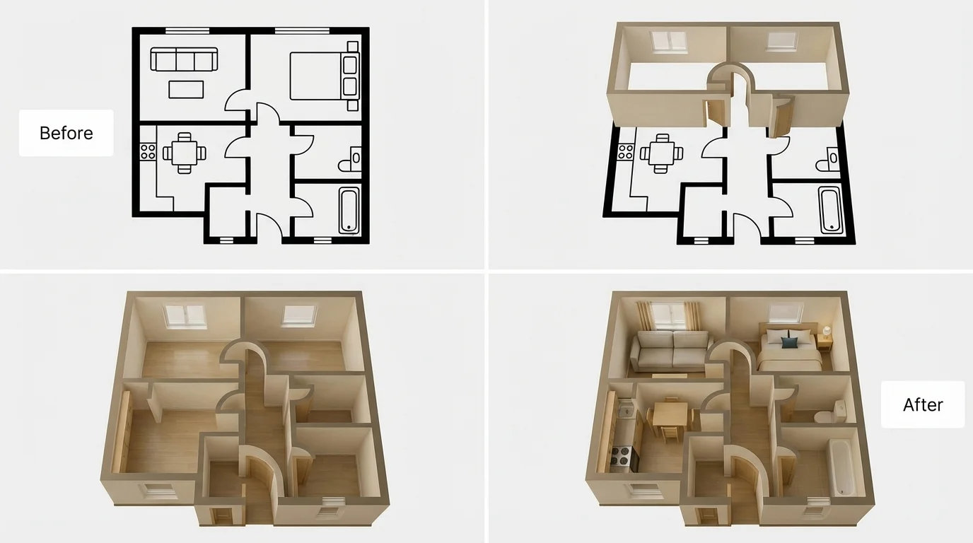 Planos 2D a edificios 3D
